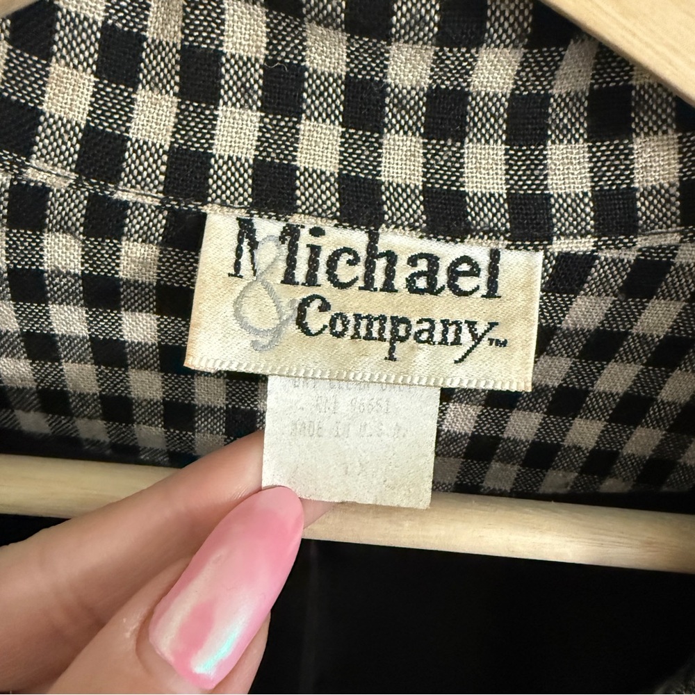 VINTAGE retro indie tan black gingham linen blend lightweight blazer jacket - Picture 2 of 6